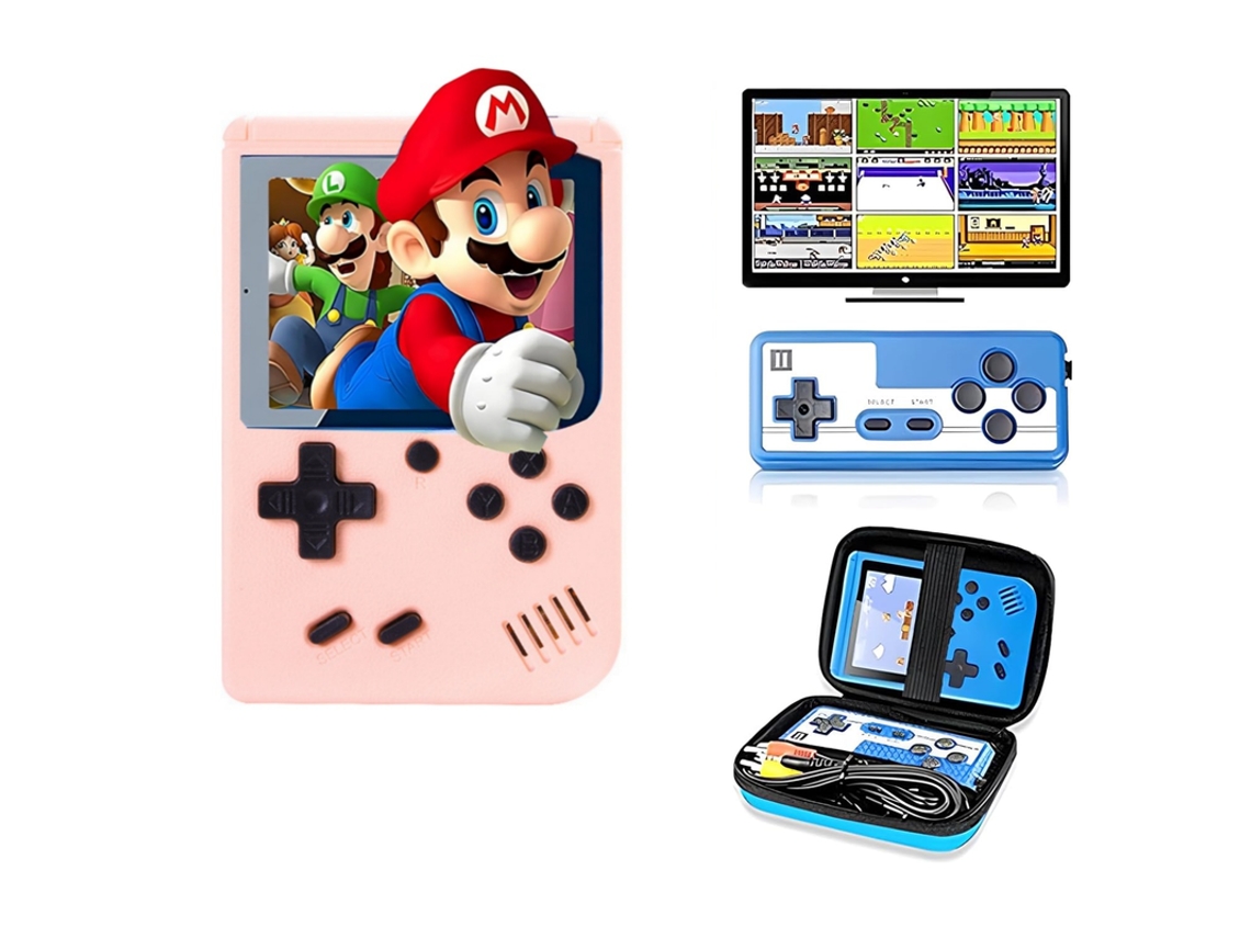 Console De Videogame Portátil Retrô Com 400 Jogos Clássicos De Fc Console De Videogame Portátil Com Tela De 3,0 Polegadas Aquaforge (rosa)