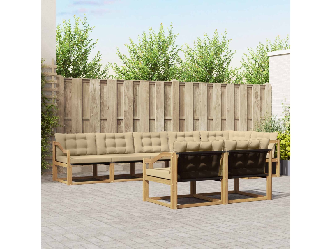 Vidaxl Conjunto De Sofás Para Exterior 8 Unid. Branco E Bege