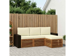 Vidaxl Conjunto De Sofás Para Exterior 4 Unid. Natural E Creme