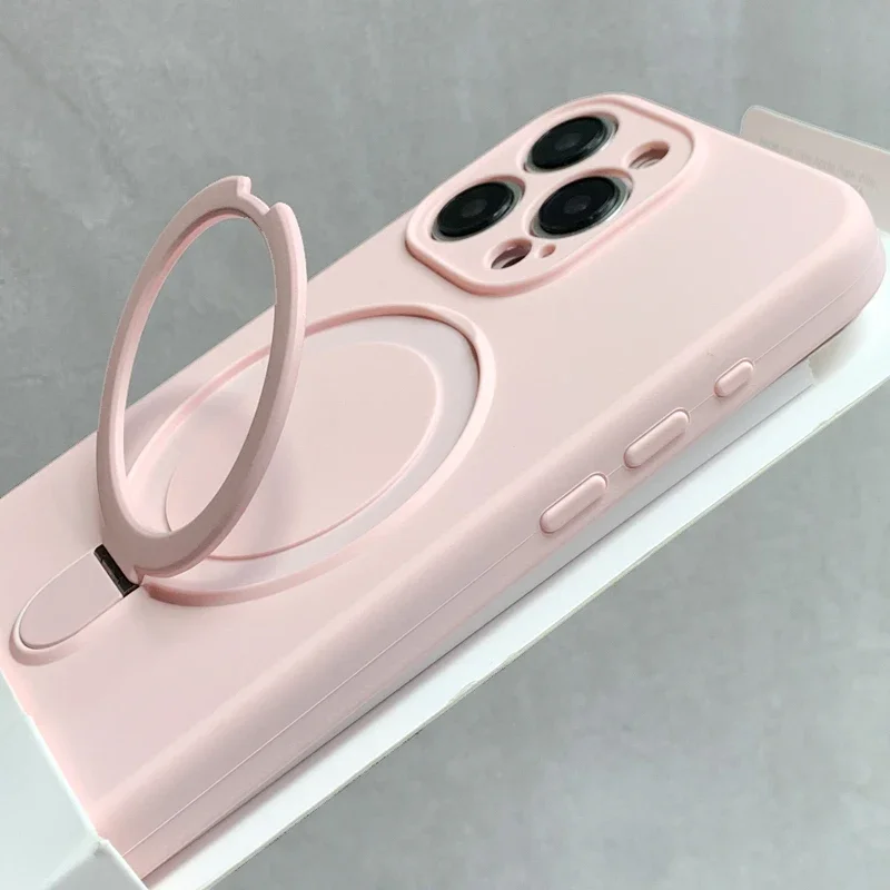 Capa Protetora De Silicone Líquido Com Suporte (rosa Para Iphone 16e)