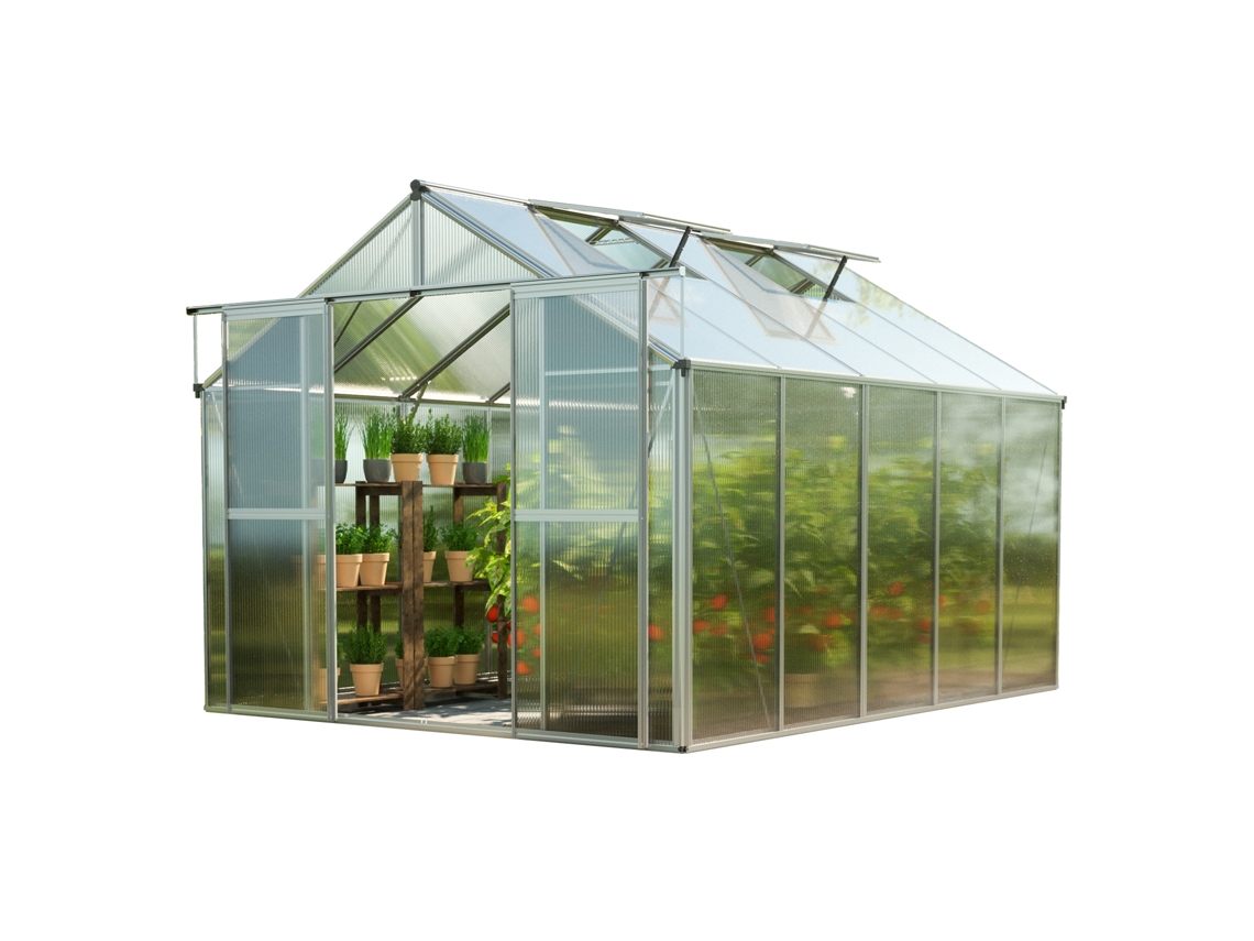 Gfp Invernadero Topas 5 Estrutura De Alumínio 225x322 Cm, Placas Alveolares De 8 Mm, Resistentes Às Intempéries Gfp Garten Freizeitprofi