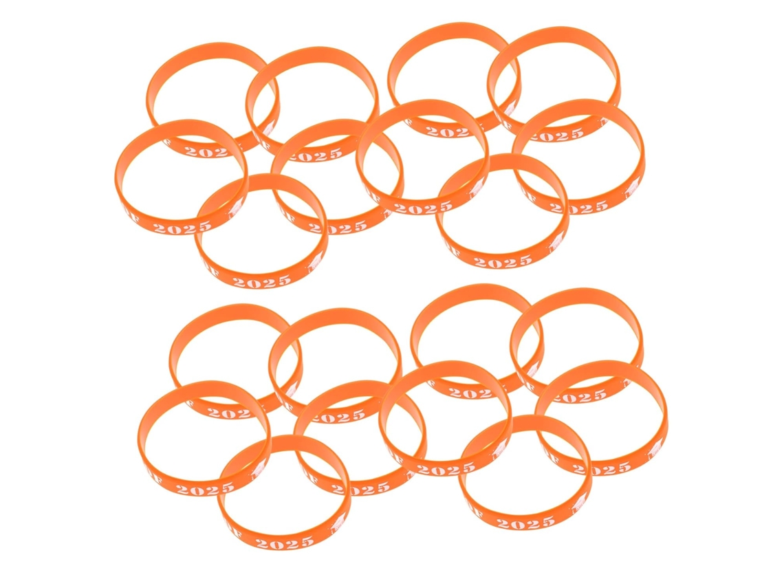 Pulseiras De Silicone Angoily Para Formatura 2025, 20 Peças, Laranja, Lembrancinha Comemorativa, Acessório Para Festas