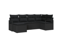 Conjunto 6 Sofá Exterior Vidaxl Preto Vime Pe (232 X 122 X 85 Cm)