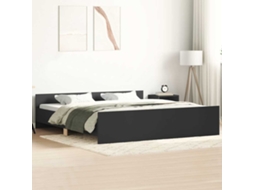 Estrutura De Cama Com Cabeceira E Apoio Pés 160x200 Cm Preto