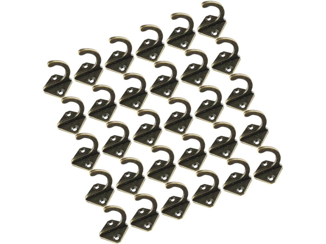 Conjunto 30 GOKOCO Ganchos Parede Zinco Dourado