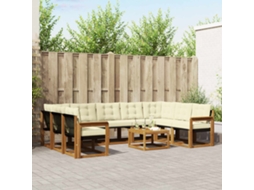 Vidaxl Conjunto De Sofás Para Exterior 10 Unid. Natural E Creme
