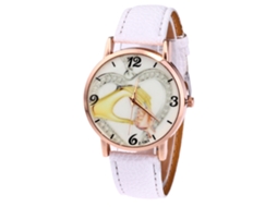 Relógio de pulso analógico de quartzo feminino Zhoulianfa com pulseira de PU (branco)
