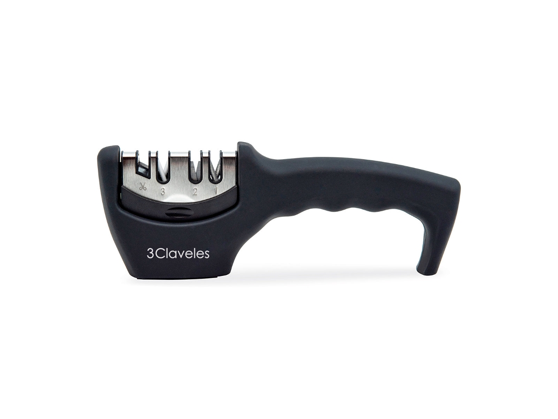 3 Claveles - Afilador Cuchillos Y Tijeras 4 Pasos Ergonómico. Carburo Tungsteno Y Cerámica