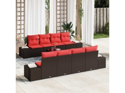 Vidaxl Conjunto De Sofá De Jardim 9 Unid. Castanho Vime Pe
