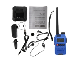 Conjunto de Rádios Portáteis com Tela LCD e Fones de Ouvido, 100-240V, Azul, Plugue Americano AQUAFORGE