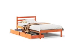 Cama Sem Colchão 75x190 cm Madeira de Pinho Maciça Castanho mel MAISON EXCLUSIVE