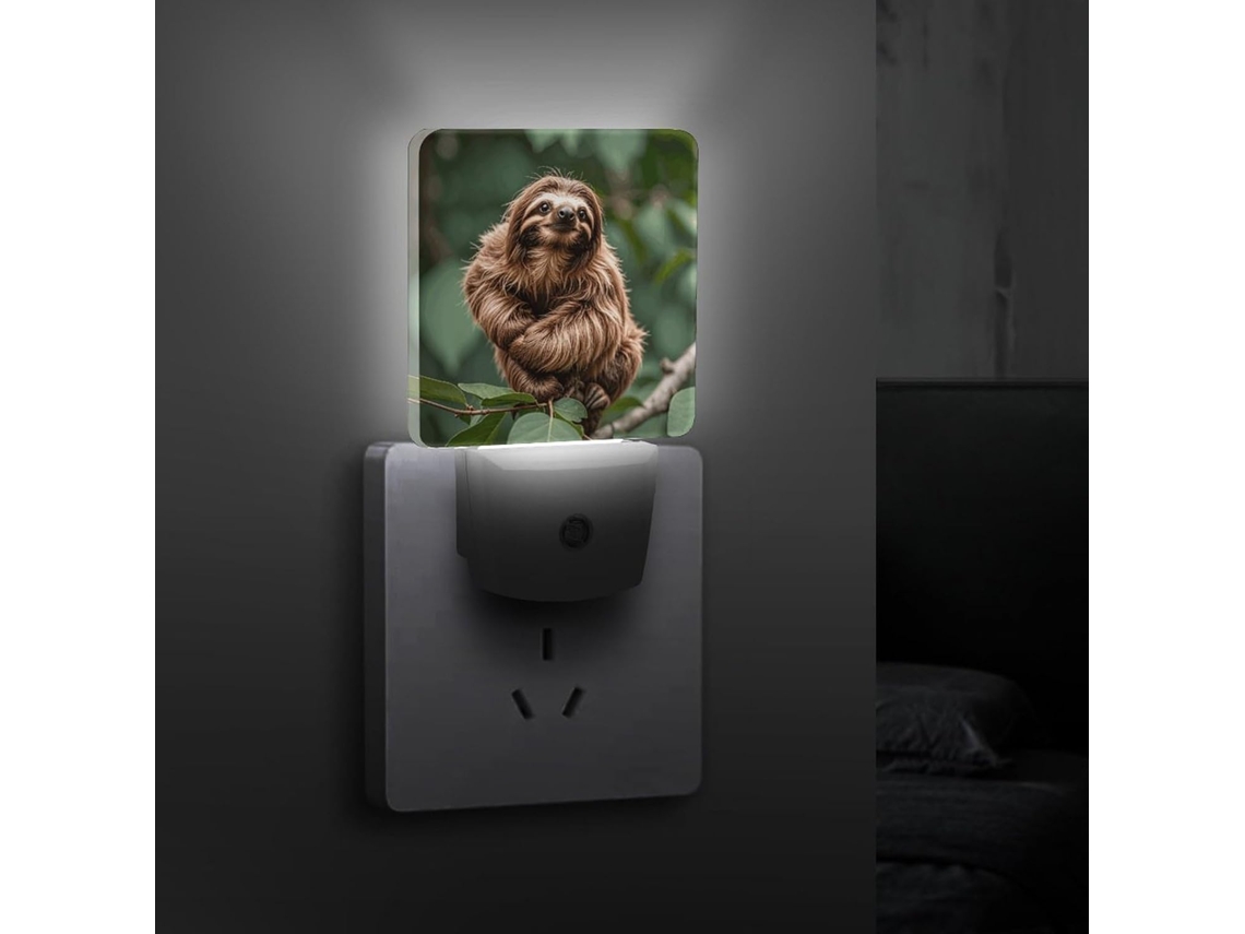 Luminária Noturna Bicho Preguiça, Luminária De Parede Com Tomada, Luz Noturna Led Com Sensor Crepuscular, Luzes Noturnas