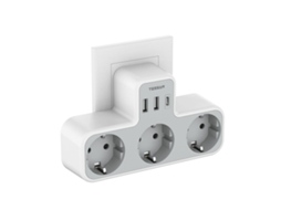 Regleta USB C TESSAN 6-em-1 com 3 saídas, 2 USB A e 1 USB C, carregamento rápido