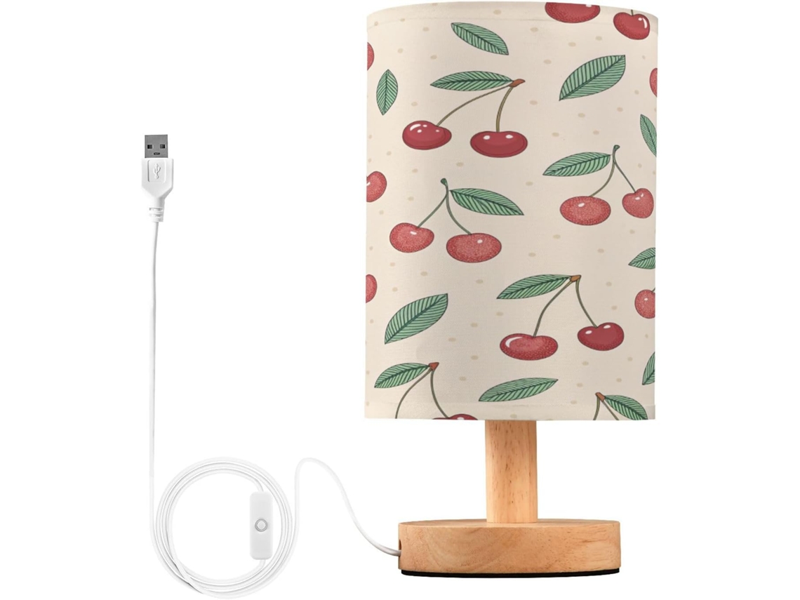 Abajur De Cabeceira Em Formato Cereja Para Quarto, Abajur De Cabeceira Led, Luminária De Leitura Com Portas Usb E Cúpula