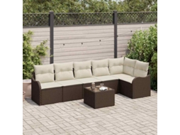 Vidaxl Conjunto De Sofá De Jardim Castanho Vime Pe