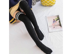 Meias De Lã Coral Macia Até O Joelho, Ideias Para O Inverno, Para Meninas E Mulheres. Meias Listradas Com Estampas De Animais Flufos E Desenhos Animados