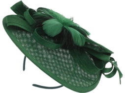 Elegante acessório de cabeça feminino com detalhes em verde, leve e versátil.