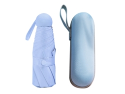 Guarda-chuva Cápsula Mini de Bolso Anti-UV 2 Usos 5 Seções 8 Listras Azul Acessórios para Atividades ao Ar Livre