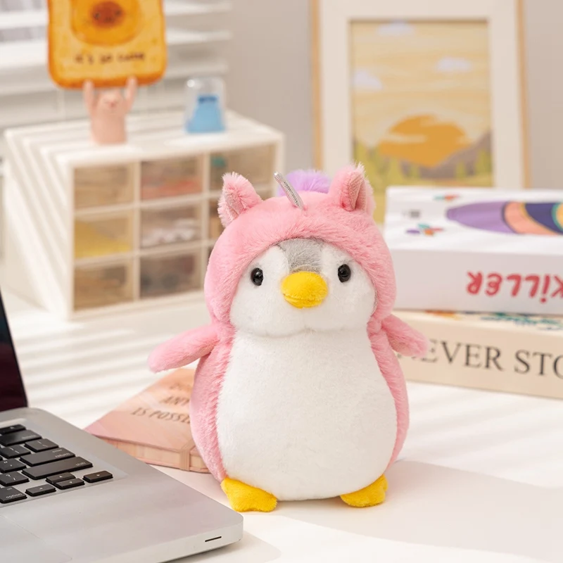 Lindo Brinquedo de Pelúcia Realista de Pinguim Estilo Anime em Desenho Animado MDUG (borgonha, 20 Cm)