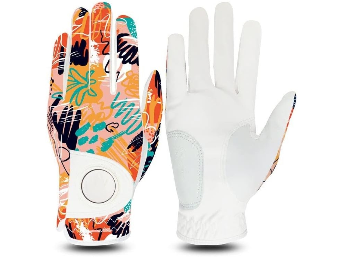 Luvas de Golfe em Couro Genuíno, Estampadas, Tamanhos P, M S/MARCA