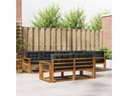 Vidaxl Conjunto De Sofás Para Exterior 8 Unid. Natural E Antracite