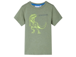 T-shirt Manga Curta Para Criança Caqui-claro 116
