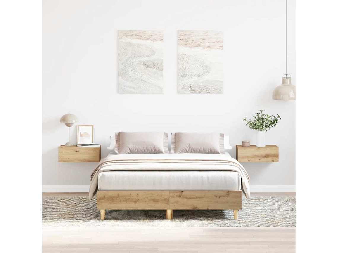 Vidaxl Estrutura De Cama Sem Colchão 135x190 Cm Carvalho Artesanal
