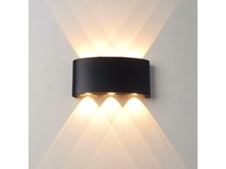 Arandela de Parede Led Interna Moderna , 6w, Corpo Preto, À Prova D'água Ip65 Luminária de Parede Externa em Alumínio ORBITRA COMMERCE (branco Quente)