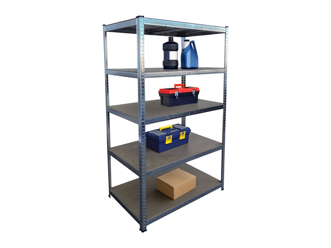 Estante De Armazenamento De Aço Reforçada Ajustável 180x100x60 Cm Com 5 Prateleiras