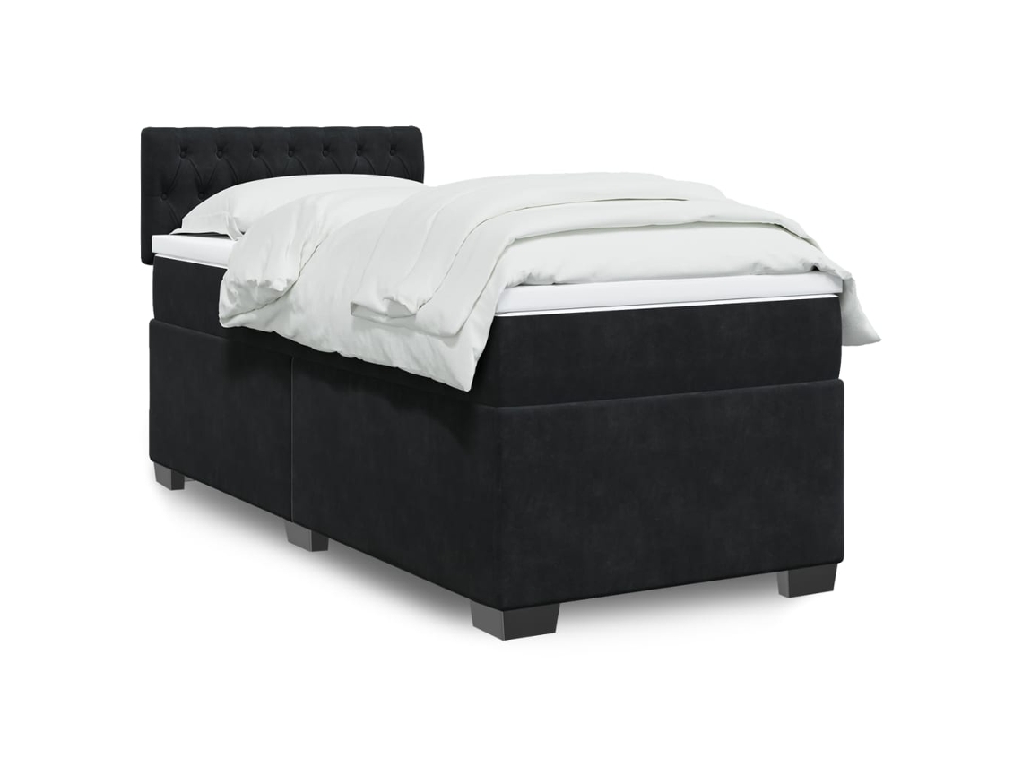 Vidaxl Cama Com Molas/colchão 90x190 Cm Veludo Preto