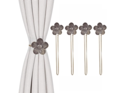 Conjunto Tophomer Com 4 Prendedores De Cortina Magnéticos Ajustáveis (40 Cm), Com Flor De Resina, 5 Cores Para