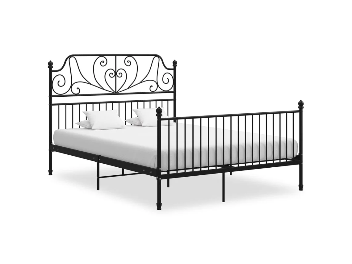 Bed Frame, Bed Frames Vidaxl Preto Metal (140 X 200 Cm)