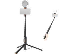 Tripé Para Selfie De 57,9" Com Suporte Para Celular E Controle Remoto Para Gravação De Vídeo (preto)