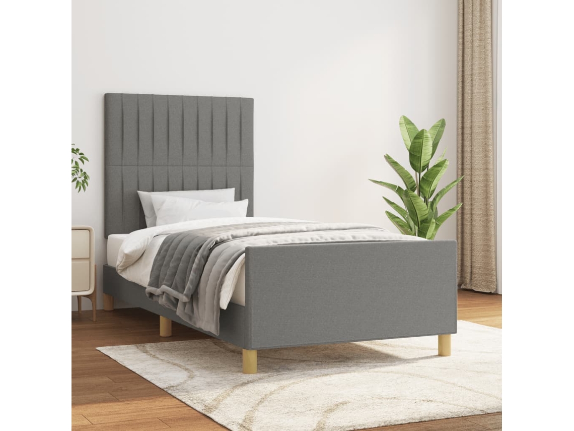 Vidaxl Estrutura De Cama Sem Colchão 90x200 Cm Tecido Cinzento-escuro