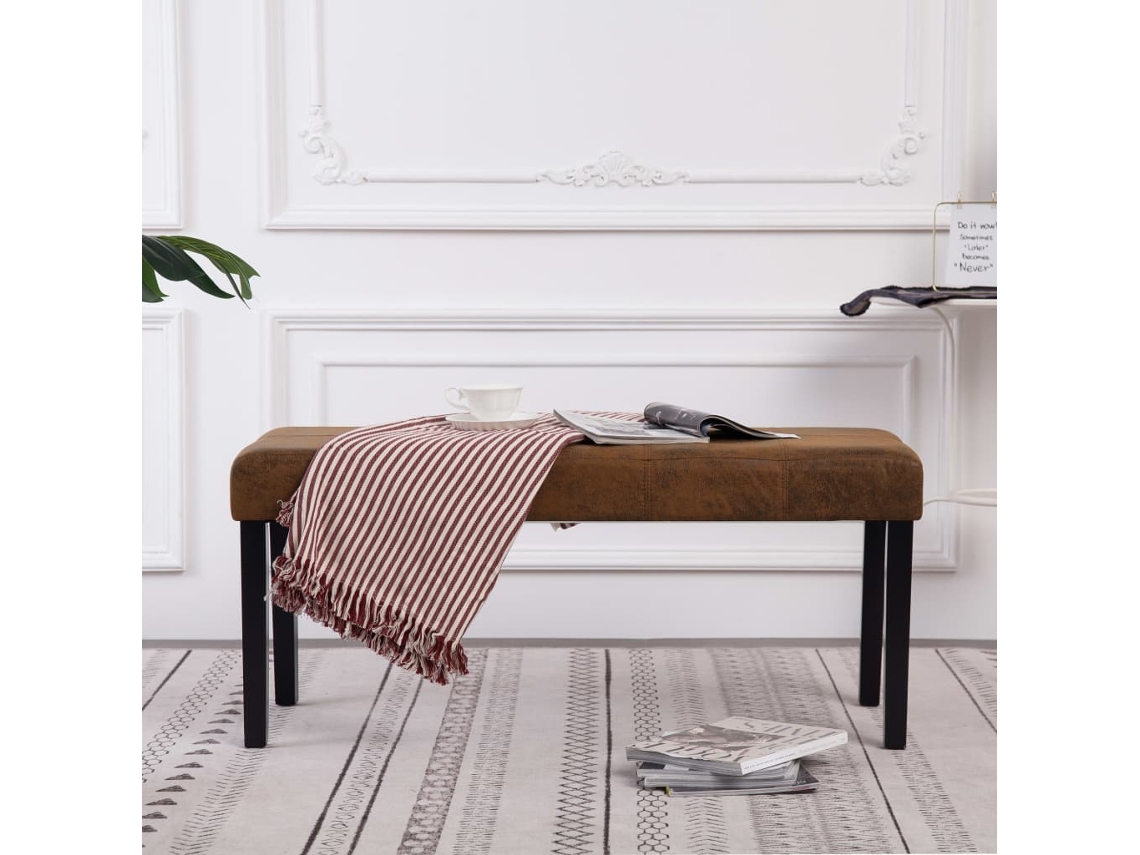 Vidaxl Banco 106 Cm Camurça Artificial Castanho