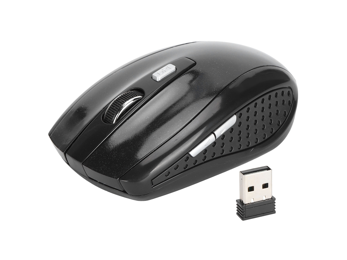 Mouse sem fio 2.4G ergonômico mini óptico para notebook tablet PC com 6 botões e 2000 DPI preto | S/MARCA