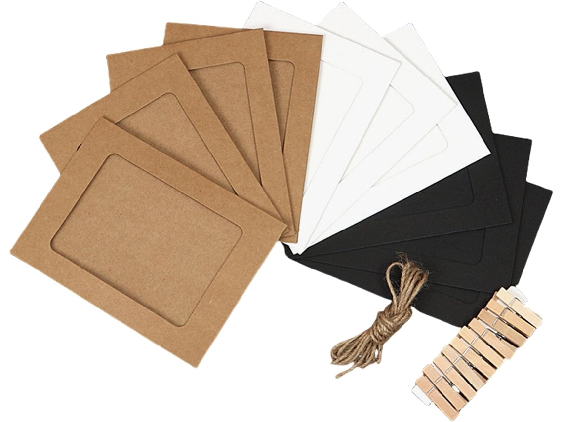 Conjunto De 10 Porta-retratos De Papel Para Pendurar, 3 Cores, Com Cordão E Prendedores De Madeira