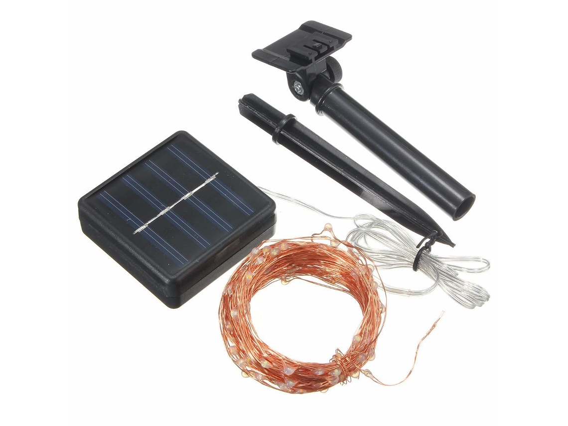 Luz De Fada Solar De Cobre Red-13m 120led Para Festa De Casamento, Natal, Jardim, Lâmpada Exterior Ip67