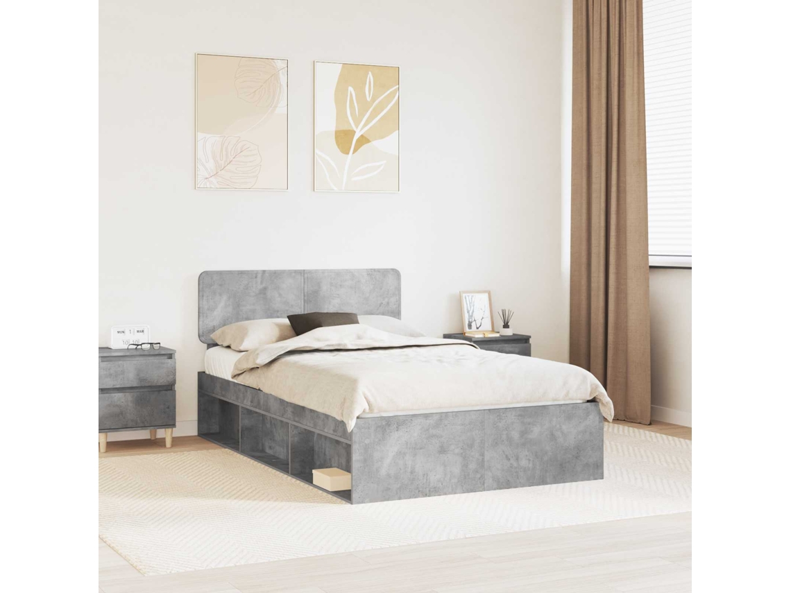 Vidaxl Estrutura da Cama com Cabeceira Concreto 120 X 200 Cm