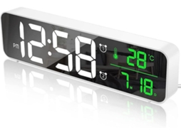 Despertador Digital, Despertador Matinal, Relógio De Parede Led, Espelho Digital De Tela Grande, Com Data E Temperatura, Relógio Usb,branco Yizhood
