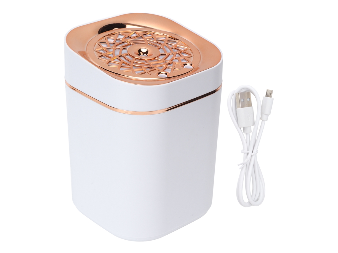 Humidificador de Aire 3l Doble Spray 360°, Carga Usb, Luz Ambiente Colorida, Oro para Oficina Y Escritorio