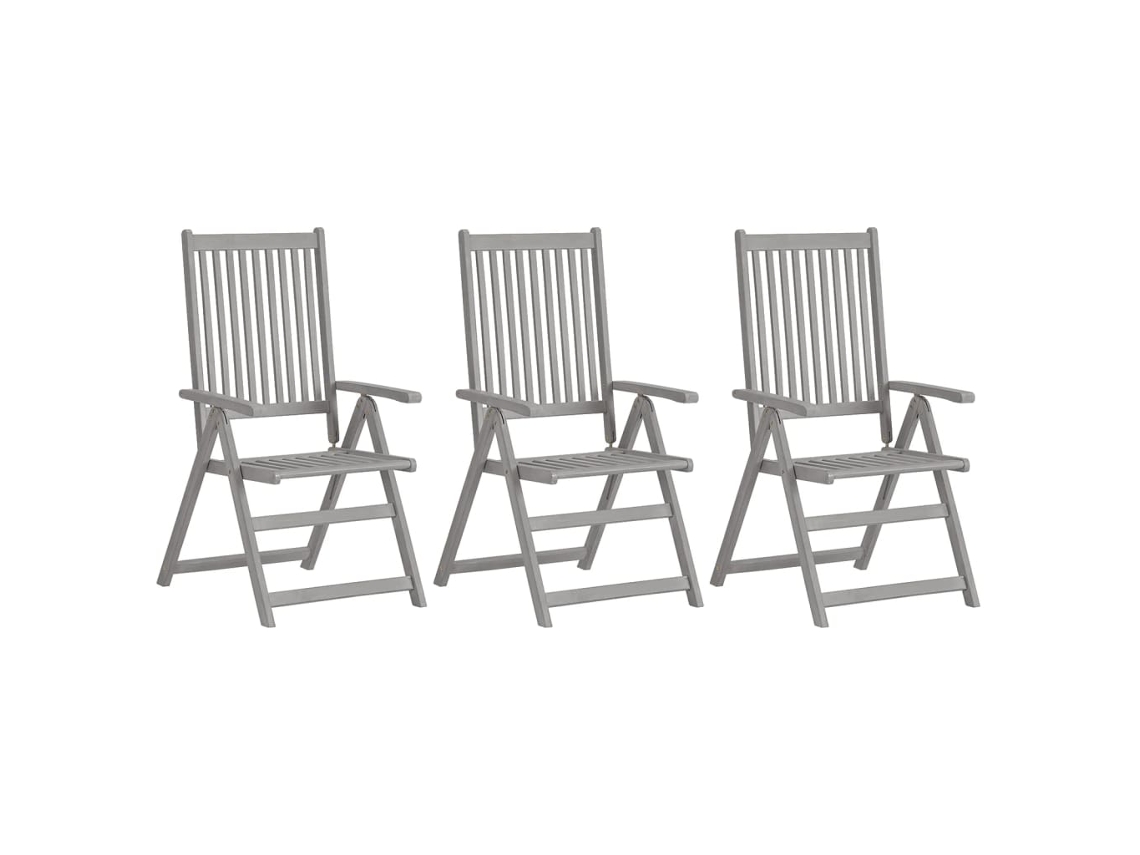 Maison Exclusive - Cadeiras Jardim Reclináveis C/ Almofadões 3 Pcs Acácia Maciça