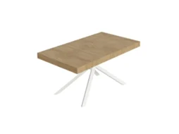 Mesa Extensível Niket 160/264x90 Cm Carvalho Natural Pernas Brancas Itamoby