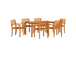 Conjunto 7 Conjunto De Jardim Vidaxl Castanho Madeira De Acácia Maciça (150 X 90 X 74 Cm)