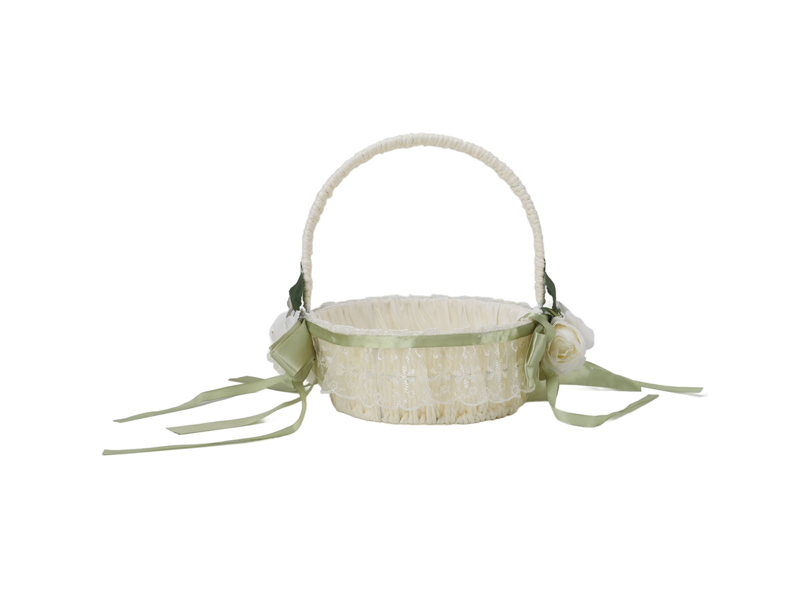 Cesta de Menina Das Flores Romântica Elegante Tecelada À Mão para Casamento Leve 5800