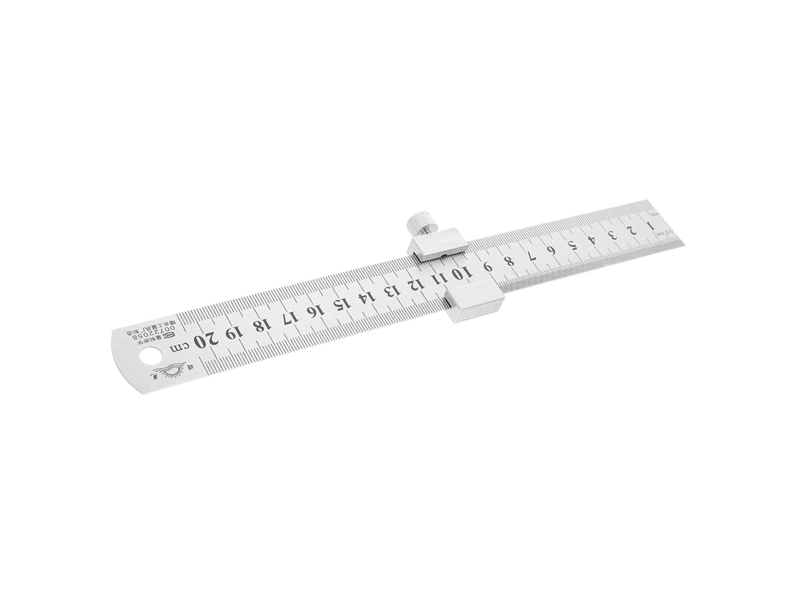 Régua de metal em aço inoxidável, régua com bloco de posicionamento, escala métrica, 1 conjunto, alta planicidade.