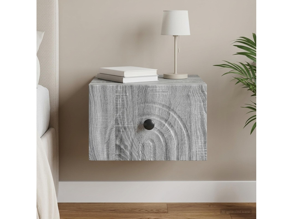 Vidaxl Gabinete De Canto Montado Na Parede Com Gaveta Sonoma Cinzento