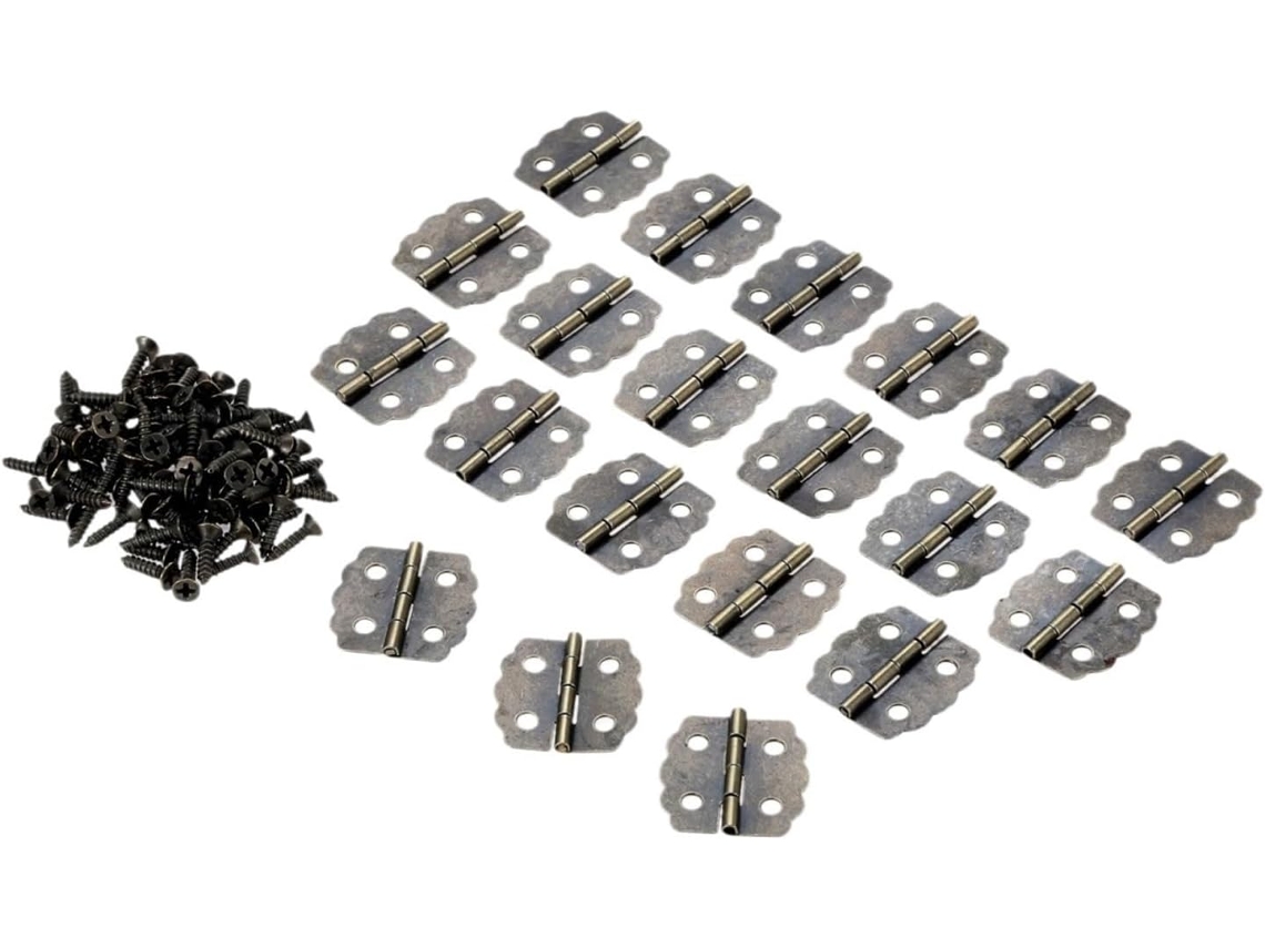 Conjunto De 20 Dobradiças Metal Em Latão Antigo Com Parafusos, Estilo