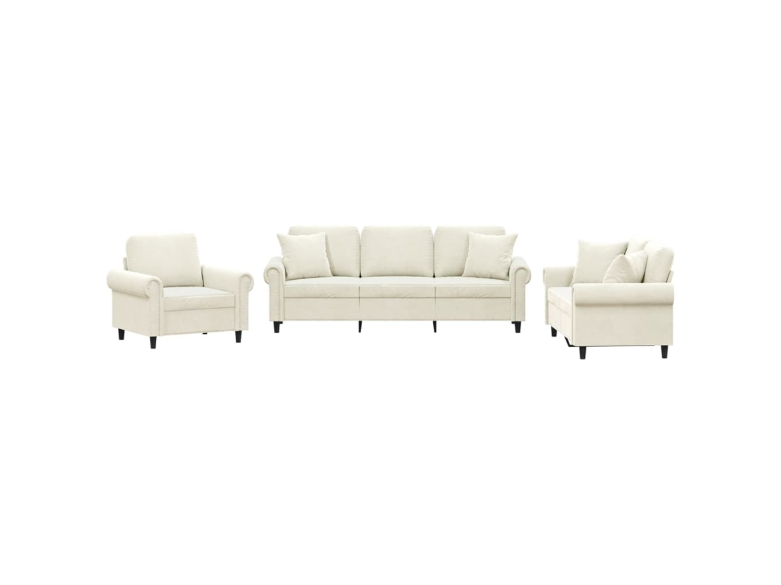 Sofa Set, Sofa Sets Vidaxl Creme Veludo (n/a)