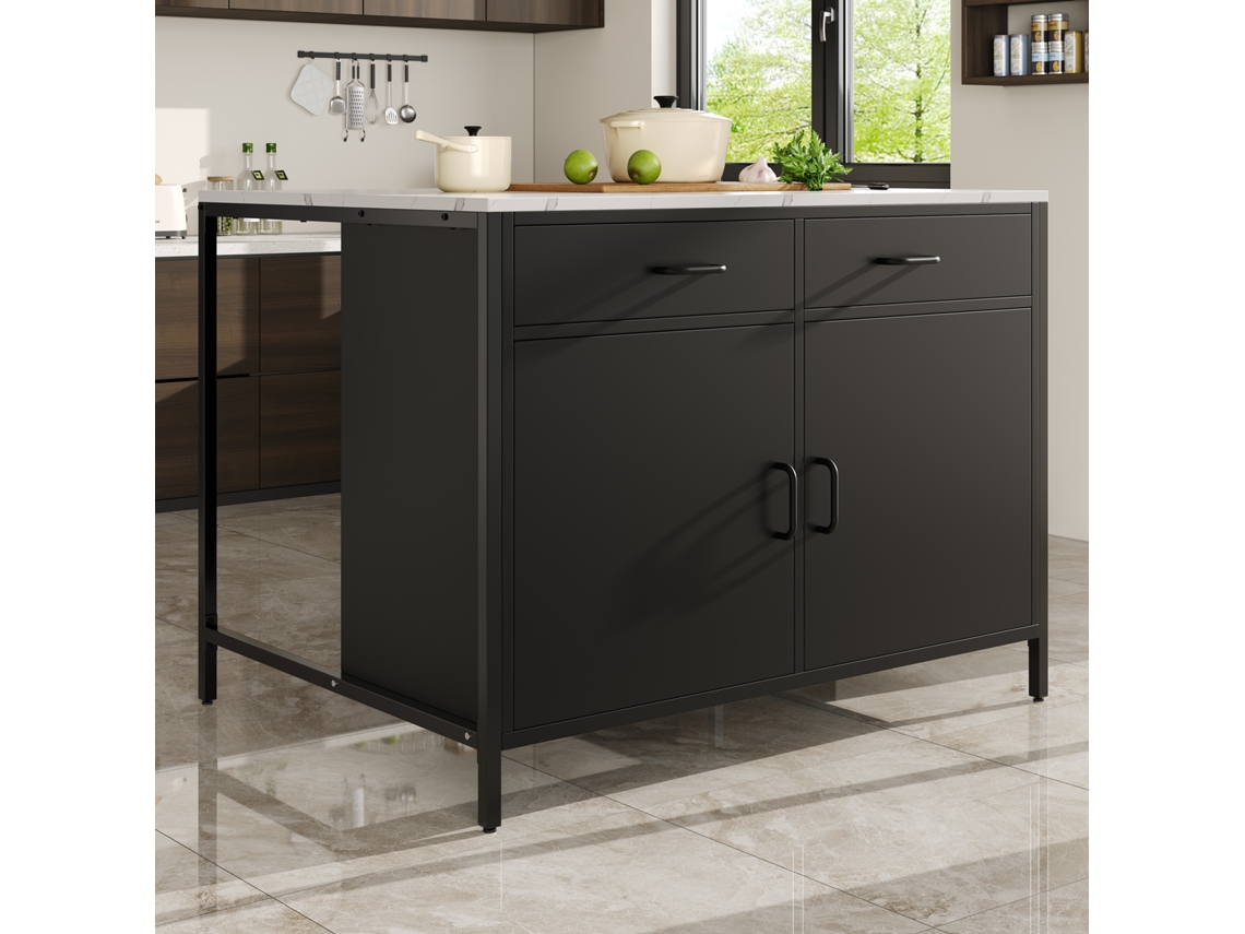 Mesa alta moderna Preta para cozinha com tampo de mármore PAPRIKA (ideal para sala de estar e quarto)